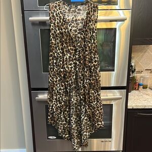 L&B Brown Tan Asymmetrical V-Neck Sundress